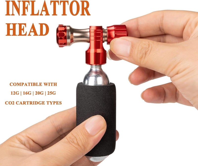 GEWAGE CO2 Inflator with 4 or 6 X 16g Cartridges - CO2 Bike Pump Presta & Schrader Valve Compatible - CO2 Bike Tire inflator for Mountain and Road Bike - Image 3